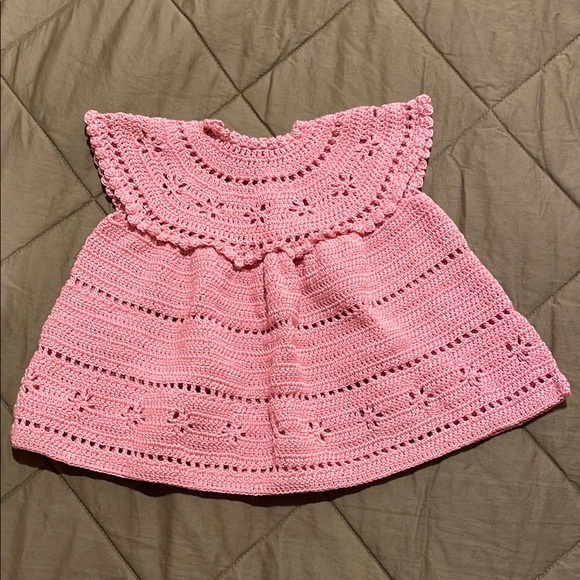 Other - Handmade pink vintage knit baby dress o/s